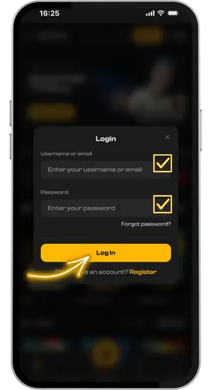 Saisie des informations personnelles pour se connecter au casino Joka